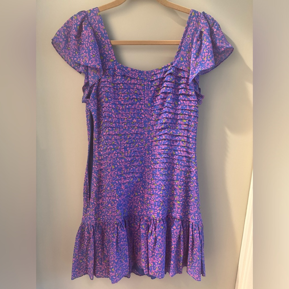 Tanya Taylor Yvette Confetti Print Smocked Mini Dress - Picture 5 of 9